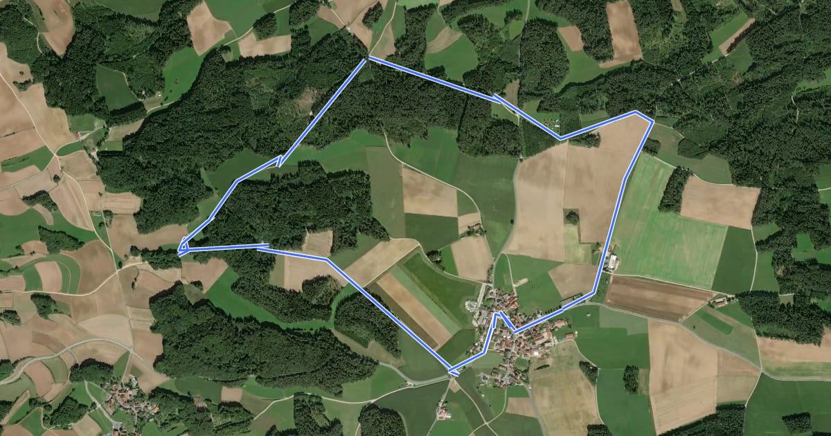 Маршрут Rundweg Hochstahl на спутниковом снимке