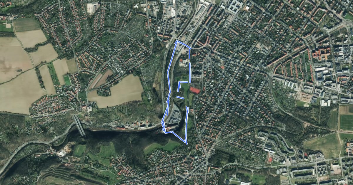Маршрут Rundweg im Plauenschen Grund на спутниковом снимке