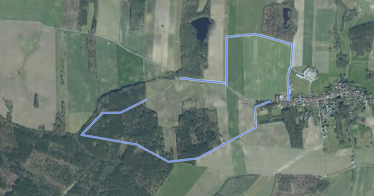 Маршрут Rundweg Kobershain на спутниковом снимке