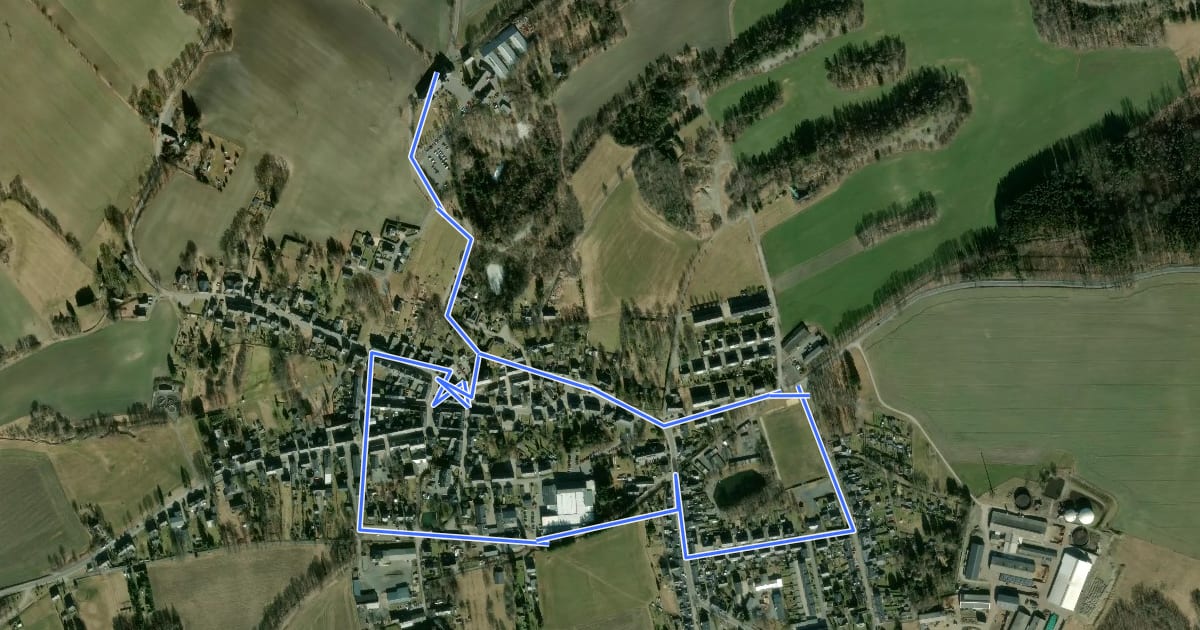 Маршрут Rundweg Lehesten - Schieferarchitektur, Dachdeckerkunst (Schieferpfad) на спутниковом снимке