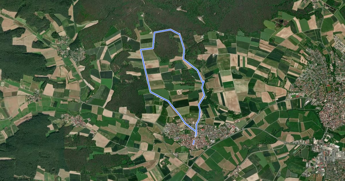 Маршрут Rundweg Lonnerstadt L1 на спутниковом снимке