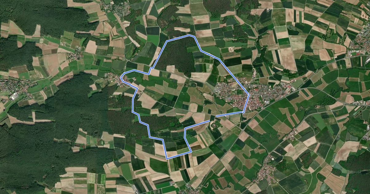 Маршрут Rundweg Lonnerstadt L2 на спутниковом снимке