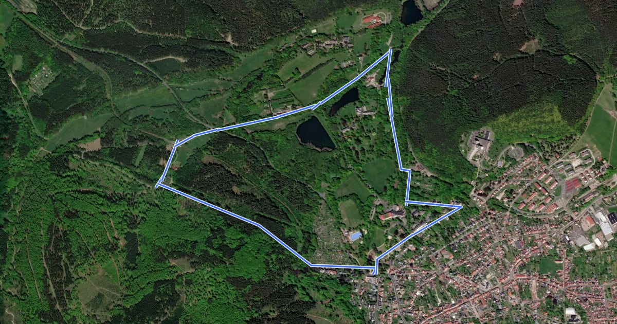 Маршрут Rundweg Marienglashöhle на спутниковом снимке