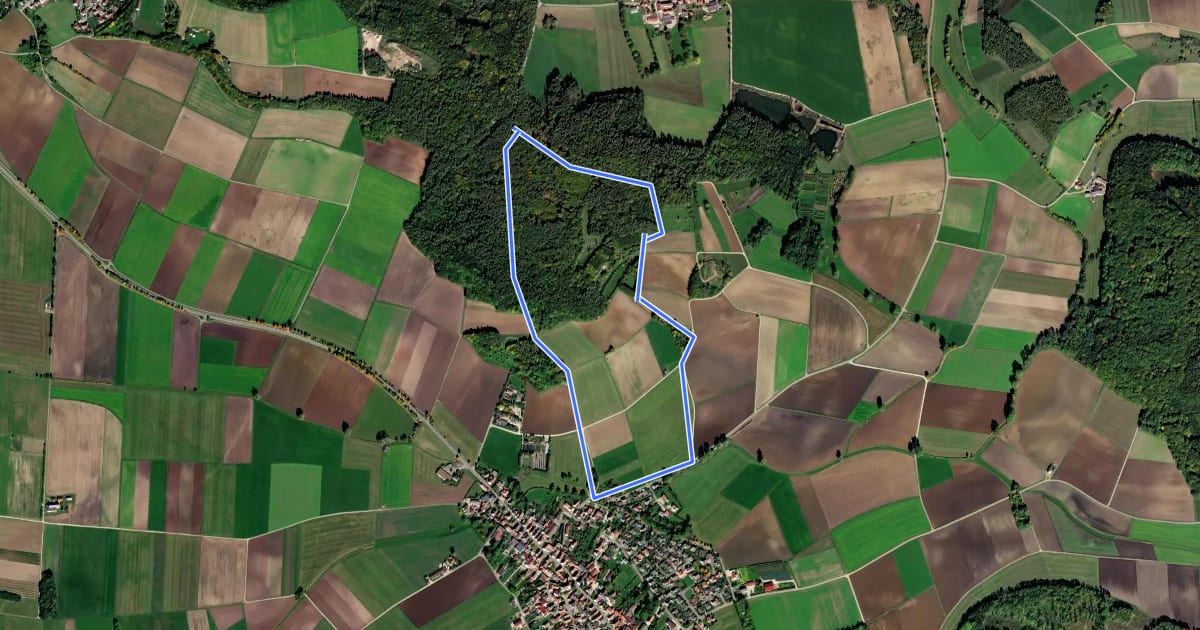 Маршрут Rundweg Megesheim14 на спутниковом снимке