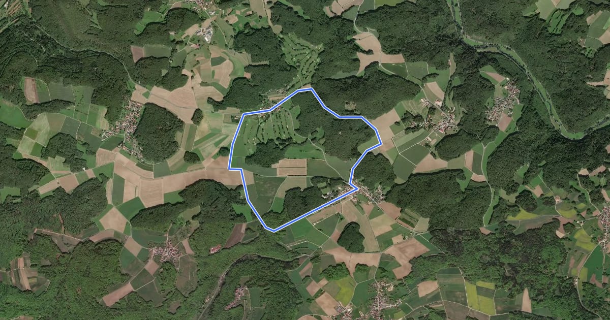 Маршрут Rundweg Moggast-Kanndorf на спутниковом снимке