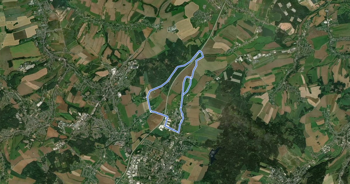 Маршрут Rundweg Niederdorf-Steegenwald на спутниковом снимке