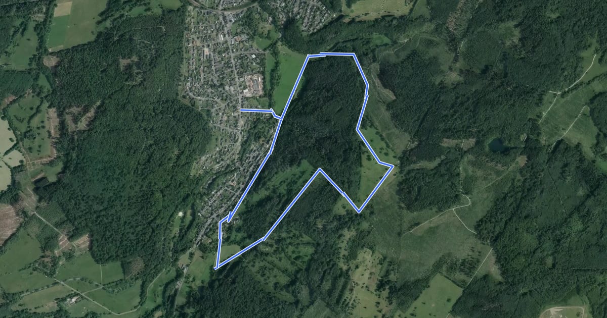 Маршрут Rundweg O2 Burbach-Oberdresselndorf auf die Hirzgabel на спутниковом снимке