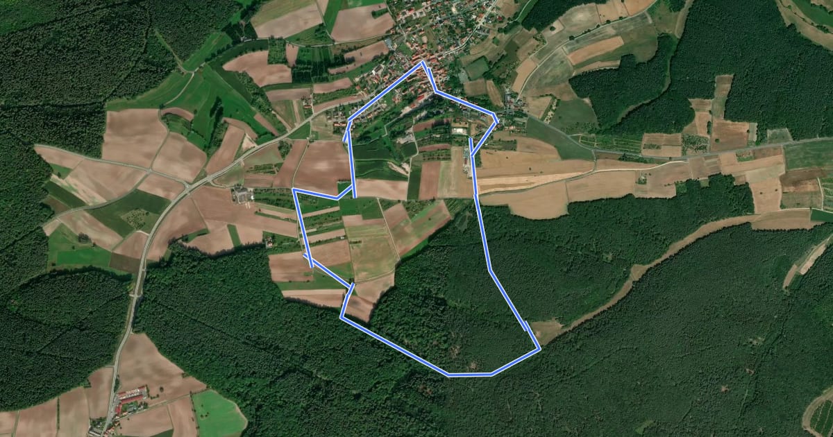 Маршрут Rundweg Oberaurach O 6 на спутниковом снимке