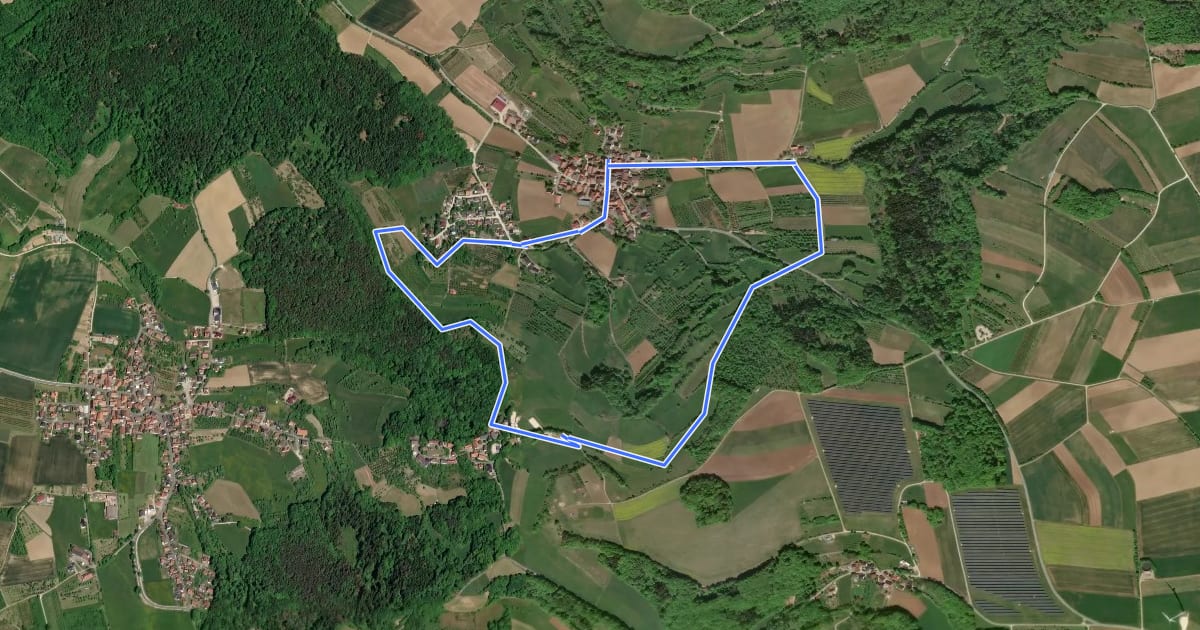 Маршрут Rundweg Oberehrenbach (Blauer Punkt) на спутниковом снимке