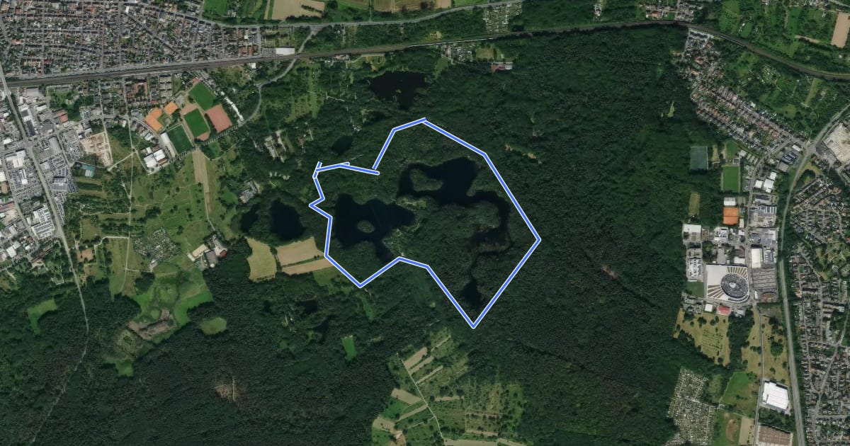 Маршрут Rundweg Oberwaldsee - gelb на спутниковом снимке