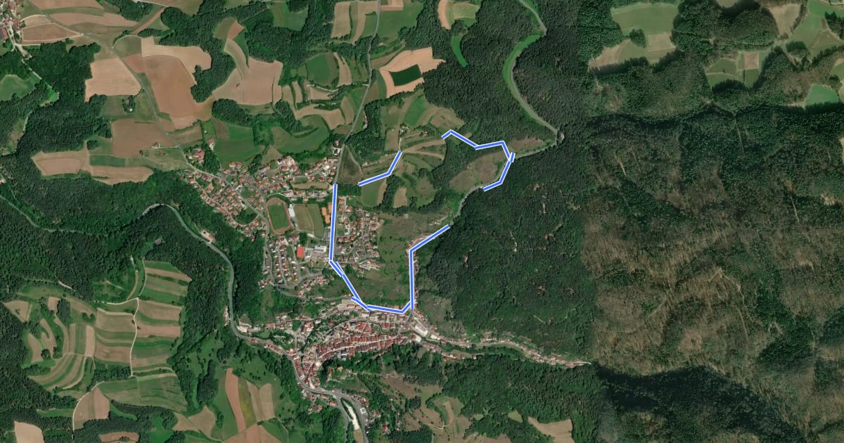 Маршрут Rundweg Pottenstein-Mariengrotte на спутниковом снимке