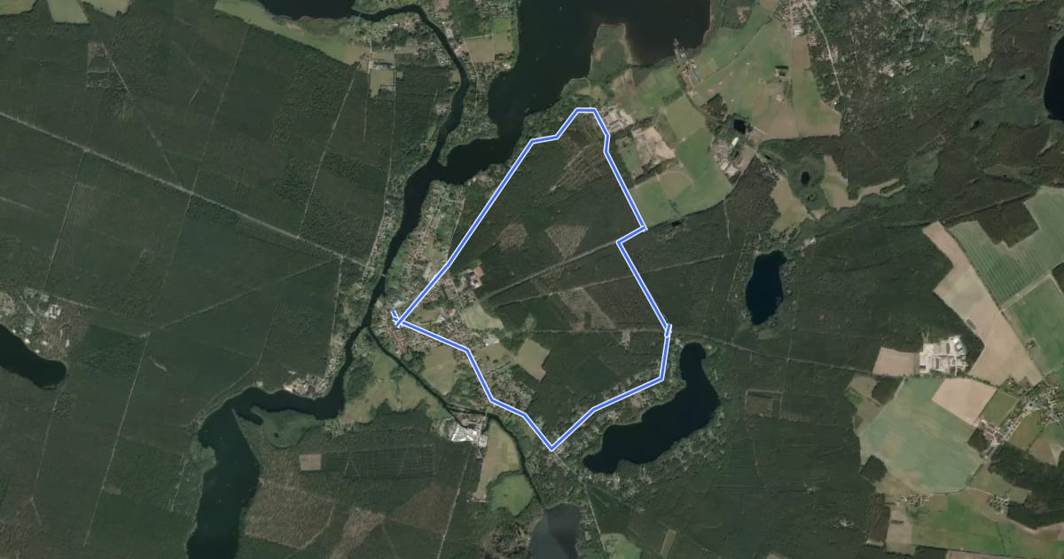 Маршрут Rundweg Prieroser Heide на спутниковом снимке