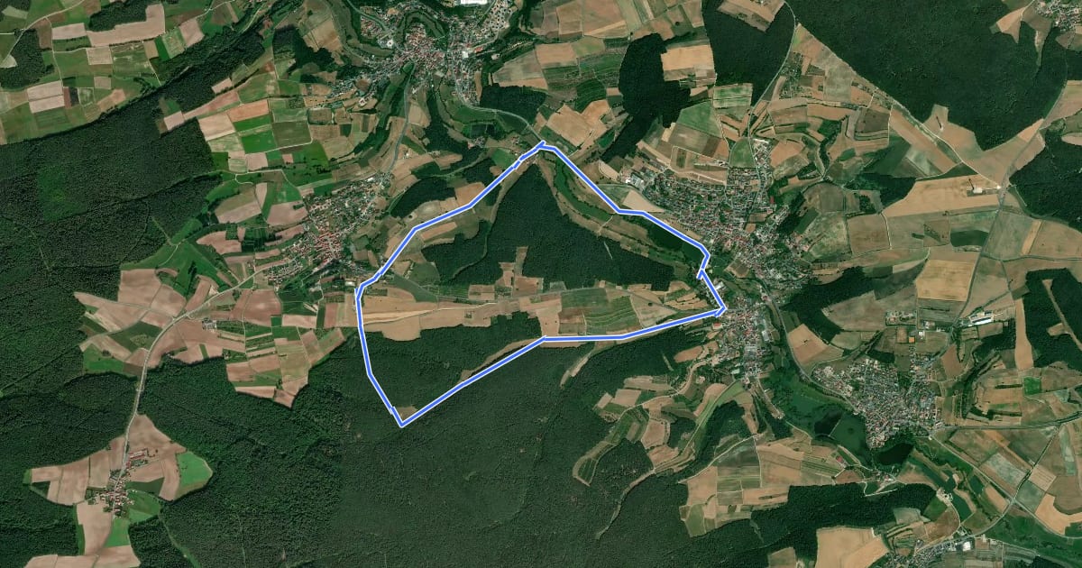 Маршрут Rundweg Priesendorf P 1 "Froschweg на спутниковом снимке