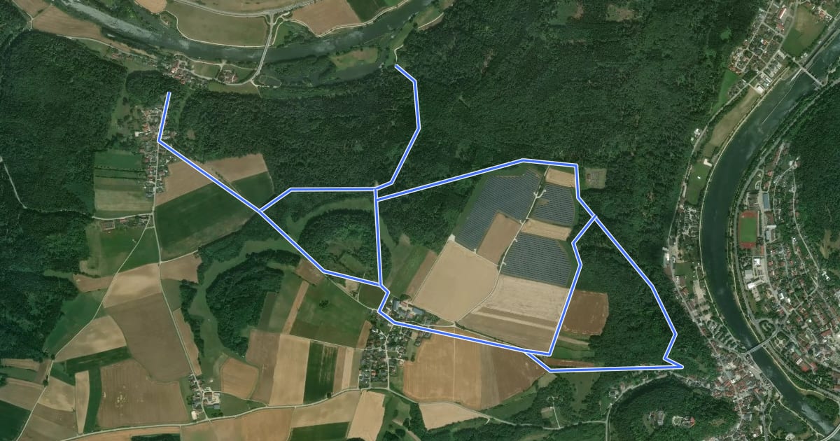 Маршрут Rundweg Riedenburg 6 на спутниковом снимке