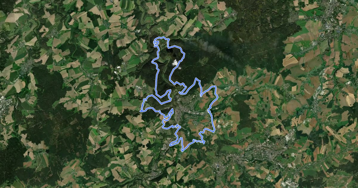 Маршрут Rundweg roter Punkt um Greiz на спутниковом снимке