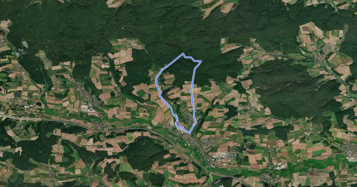 Маршрут Rundweg Schlüsselfeld S 1 на спутниковом снимке