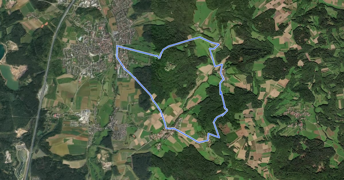 Маршрут Rundweg Schnaittach – Glatzenstein на спутниковом снимке