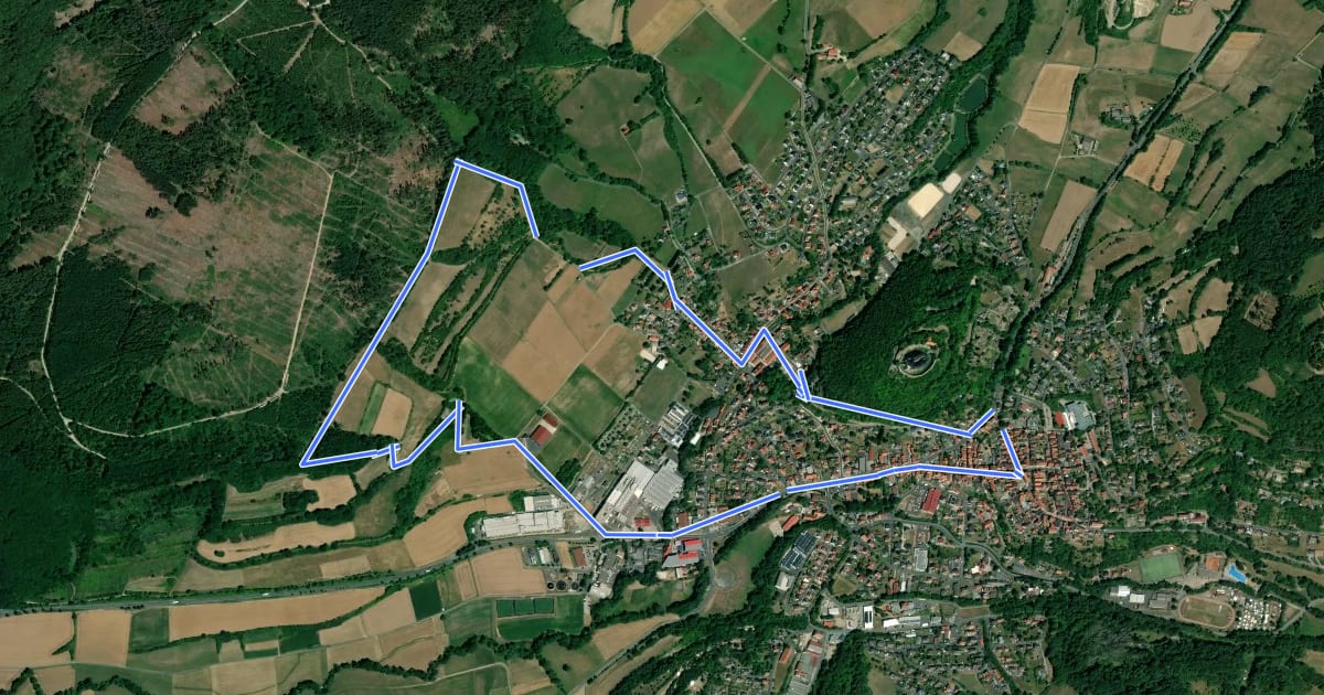 Маршрут Rundweg Spangenberg Elbersdorf на спутниковом снимке