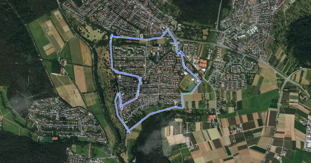 Маршрут Rundweg Stadtteil Riedenberg на спутниковом снимке