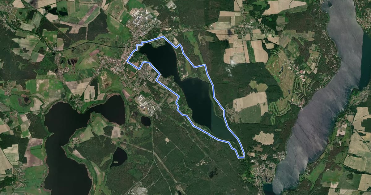 Маршрут Rundweg Storkower See на спутниковом снимке