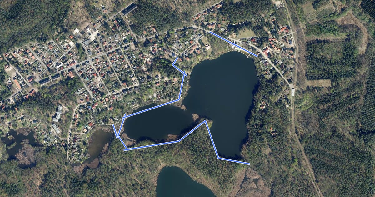 Маршрут Rundweg um den Großen Däbersee на спутниковом снимке