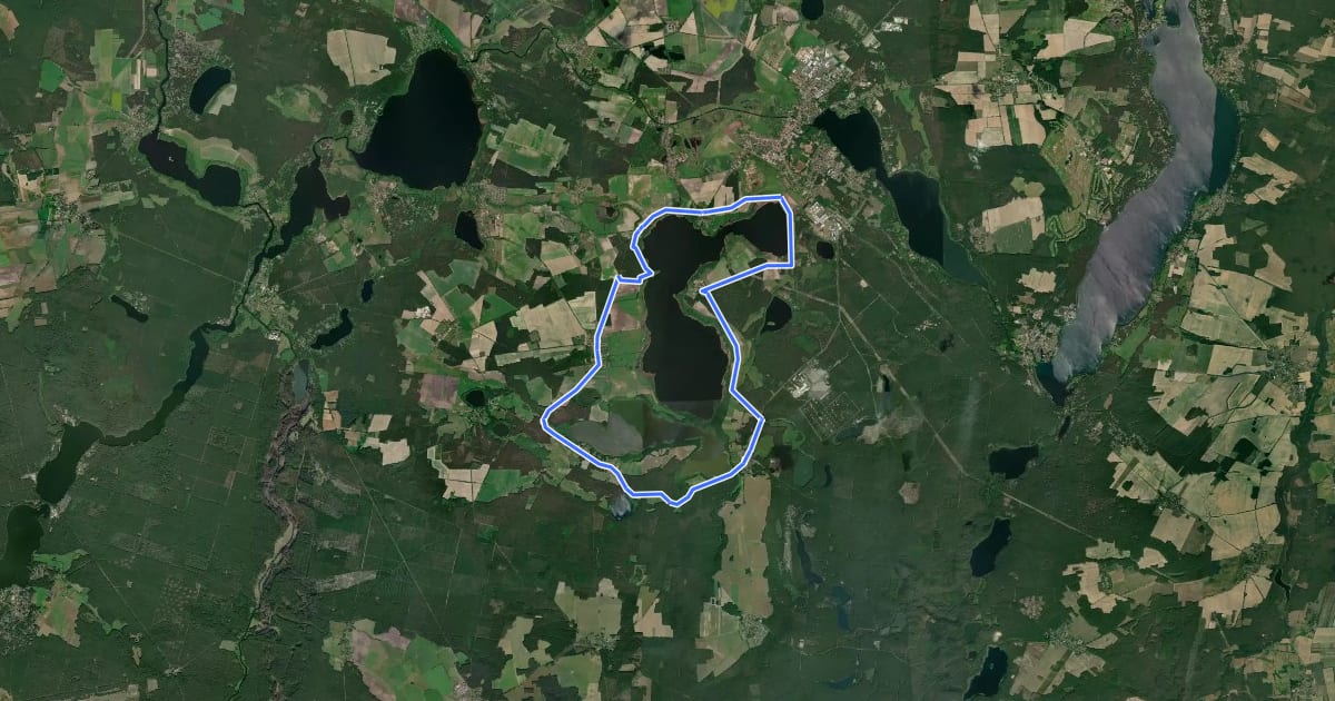 Маршрут Rundweg um Groß Schauener Seenkette на спутниковом снимке