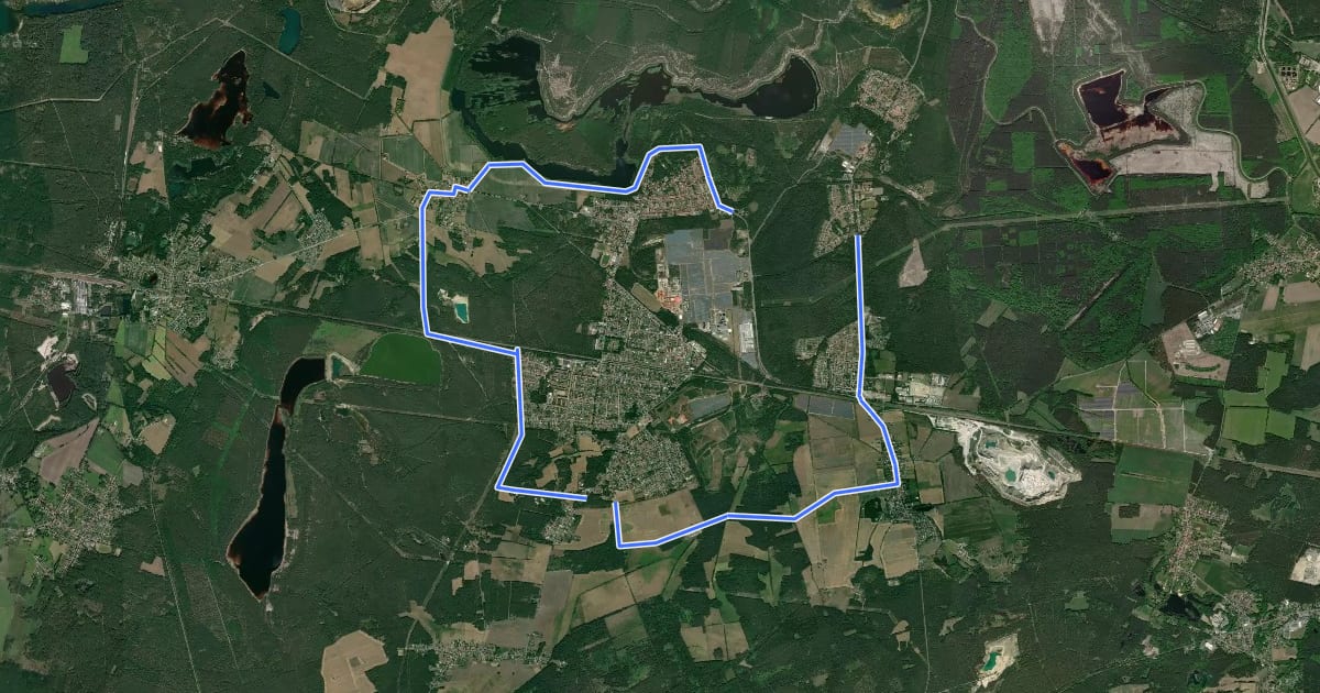 Маршрут Rundweg um Lauta - Gelber Punkt на спутниковом снимке