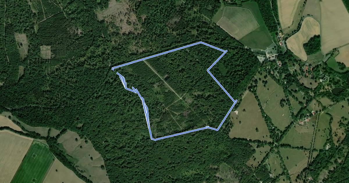 Маршрут Rundweg Urwald Sababurg rot на спутниковом снимке