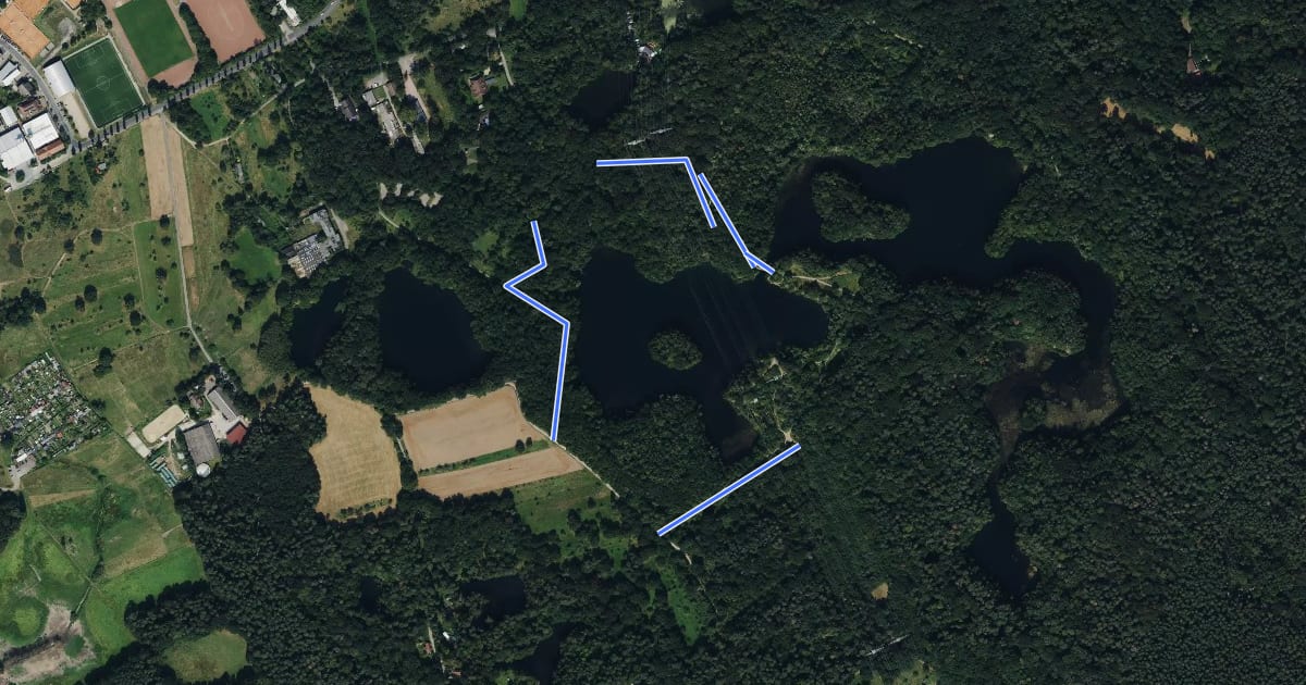 Маршрут Rundweg Vogelsberger See - orange на спутниковом снимке