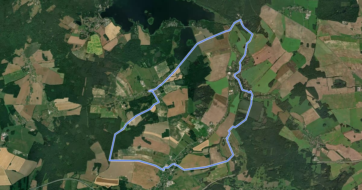 Маршрут Rundweg Waldhufen на спутниковом снимке