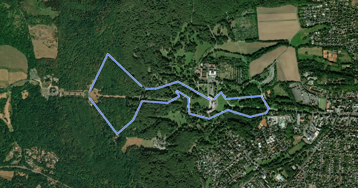 Маршрут Rundweg Wasserkünste на спутниковом снимке