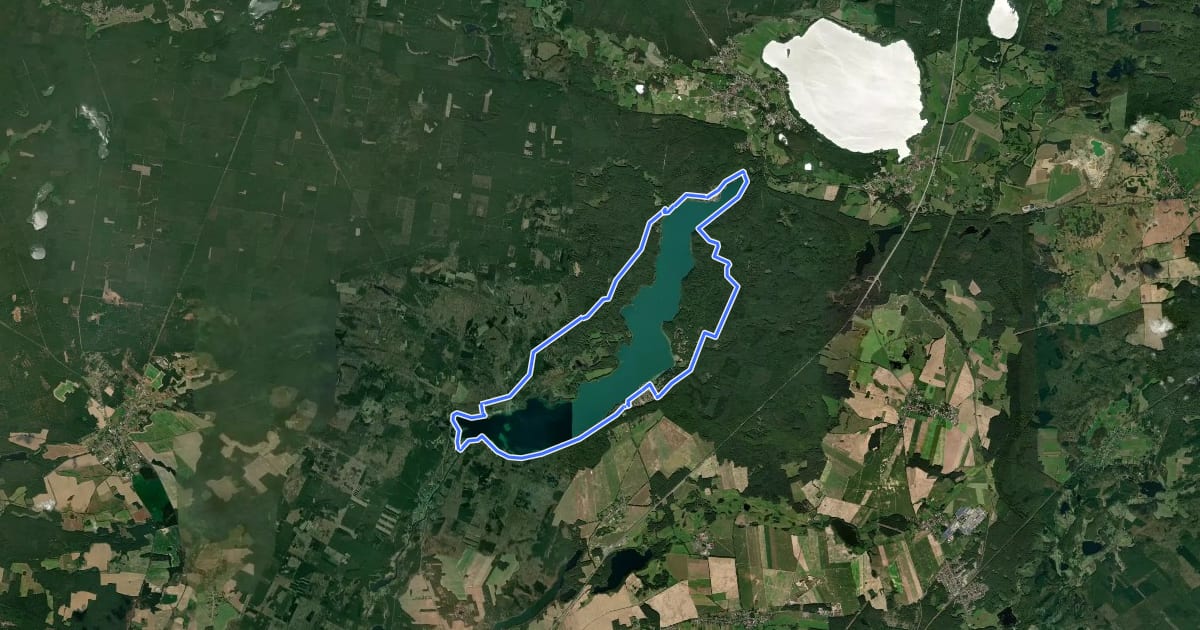 Маршрут Rundweg Werbellinsee на спутниковом снимке