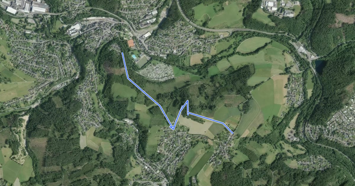 Маршрут Rundweg Wiehl - Bielstein на спутниковом снимке