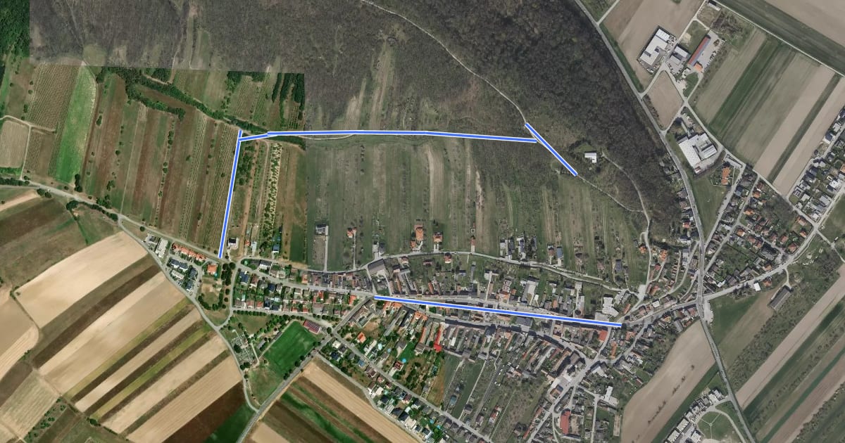Маршрут Rundweg Zu den Weinrieden на спутниковом снимке