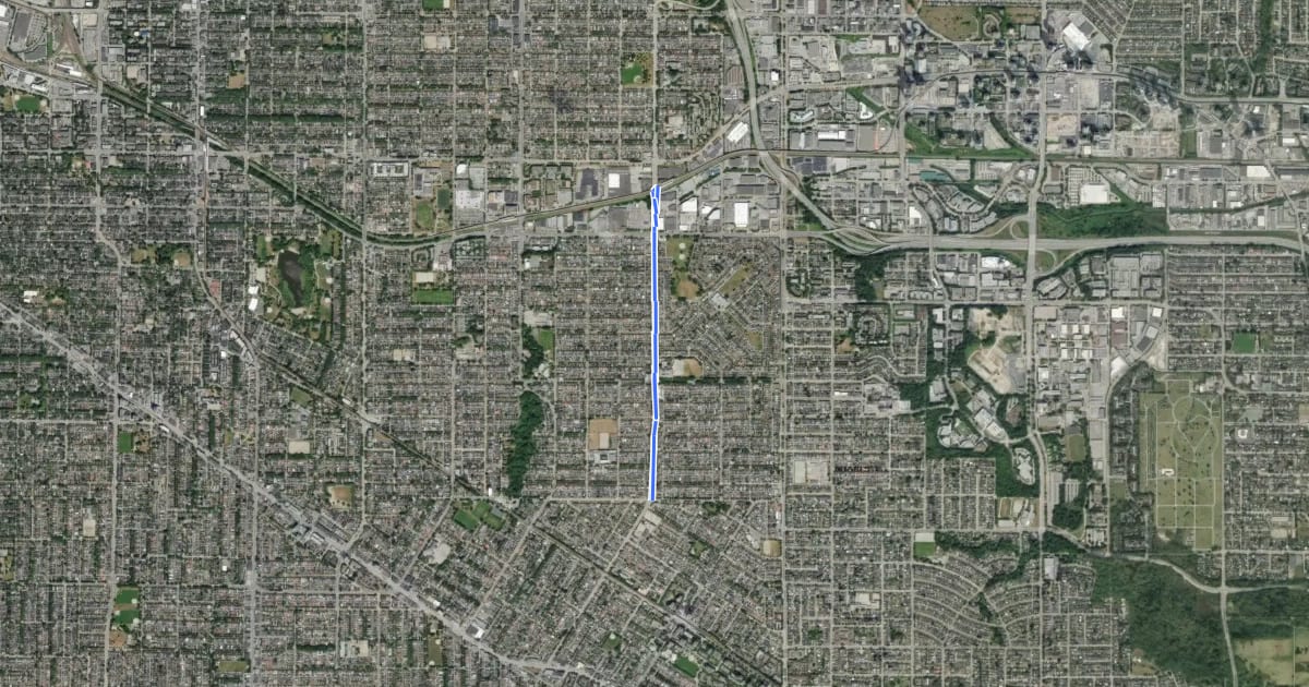 Маршрут Rupert Bikeway на спутниковом снимке