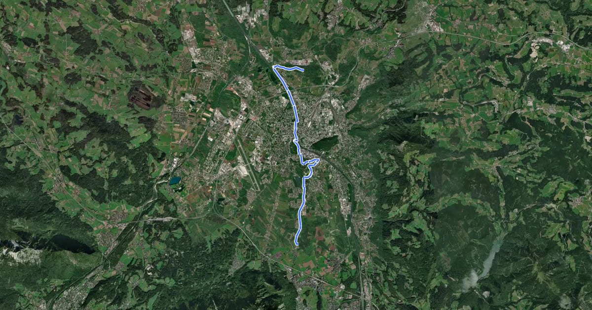 Маршрут Rupertiweg 10 (Stadtroute Salzburg) на спутниковом снимке
