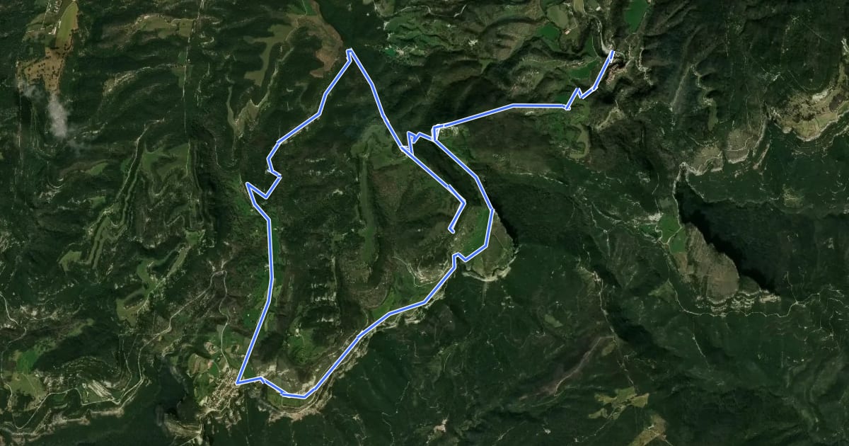 Маршрут Rupit a Roca Llarga, Sant Corneli i Tavertet на спутниковом снимке