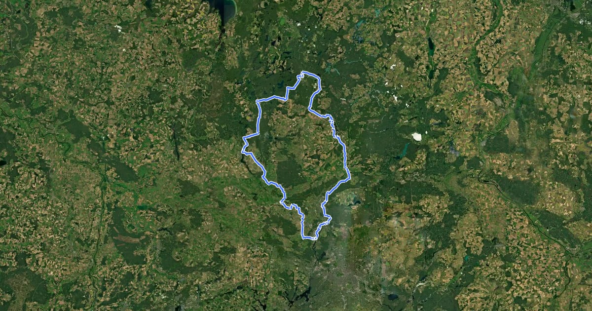 Маршрут Ruppiner Seen-Kultur-Radweg на спутниковом снимке