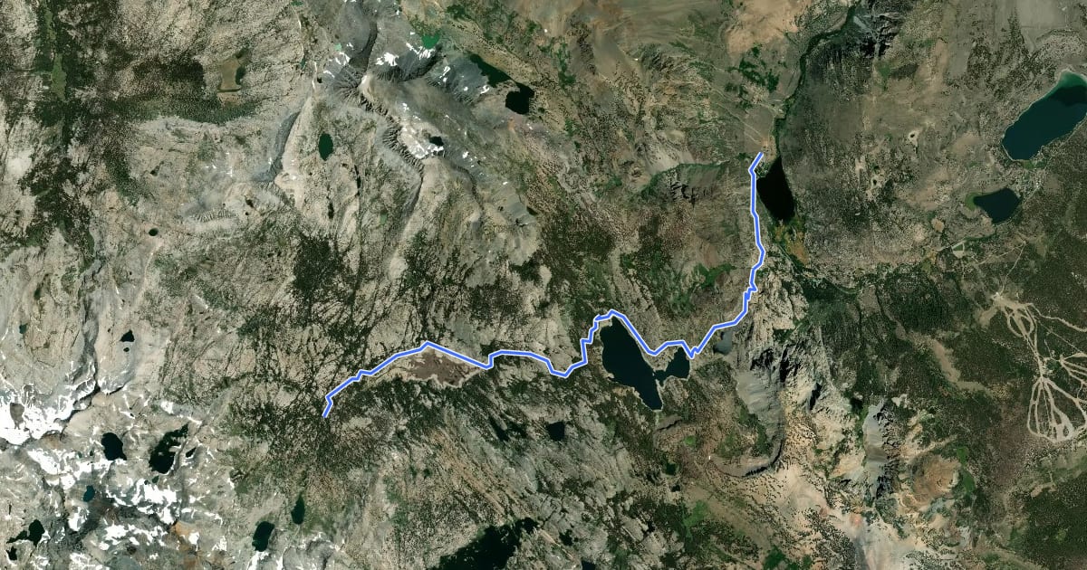 Маршрут Rush Creek Trail на спутниковом снимке