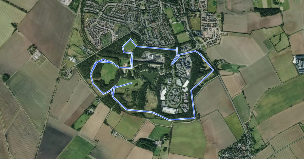 Маршрут Rushcliffe Country Park 10km Course на спутниковом снимке
