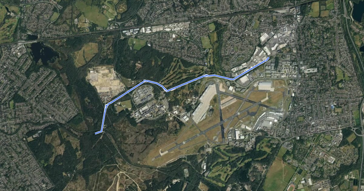 Маршрут Rushmoor Cycle Network [FF] на спутниковом снимке