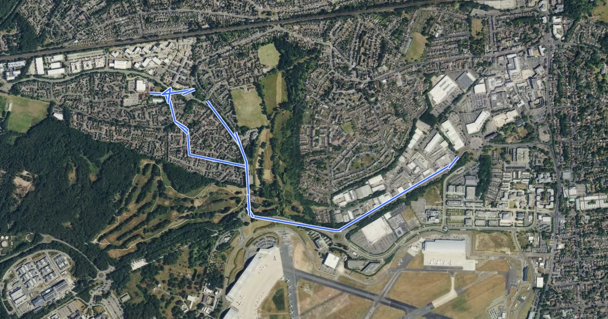 Маршрут Rushmoor Cycle Network [FS] на спутниковом снимке