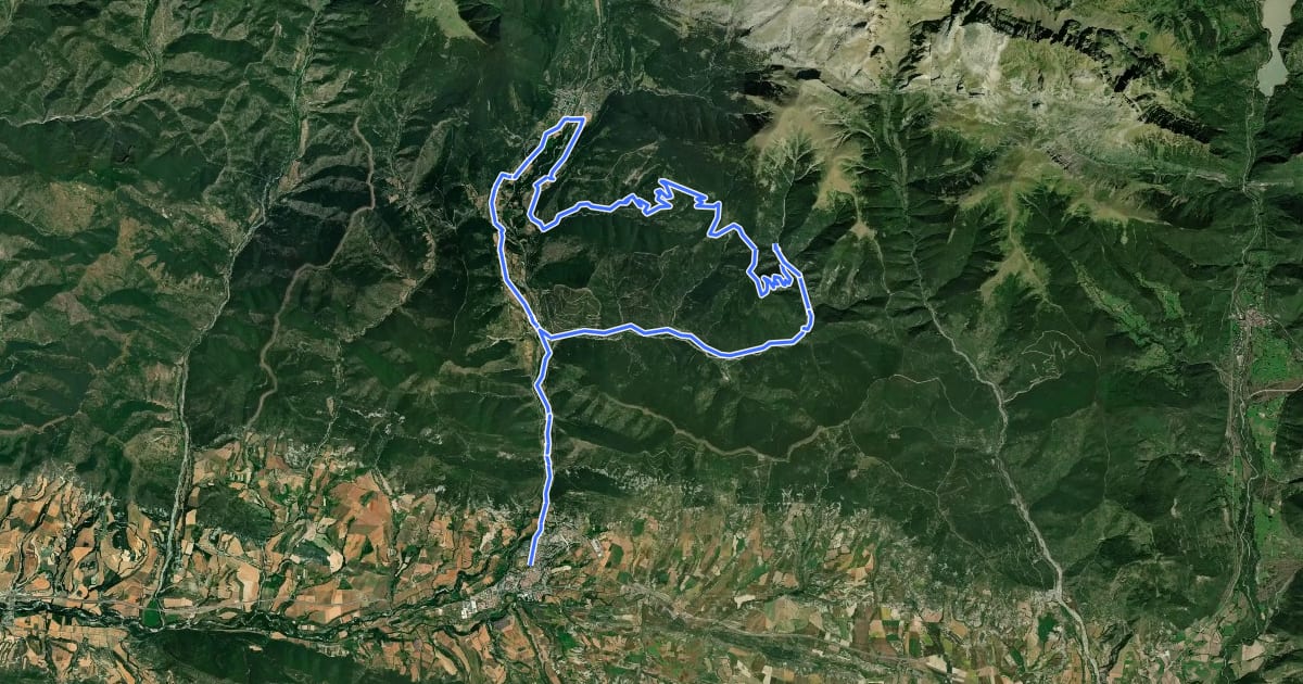 Маршрут Ruta 2 - Jaca – Villanúa (Por Camino Santiago) – Cenarbe – Sta. María de Iguácel – Jaca на спутниковом снимке