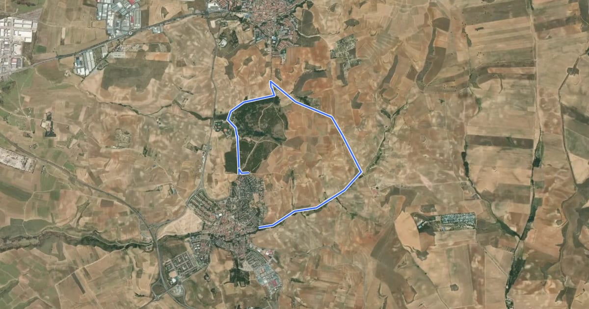 Маршрут Ruta 2: Valle de Arriba y la Dehesa de Cobeña на спутниковом снимке