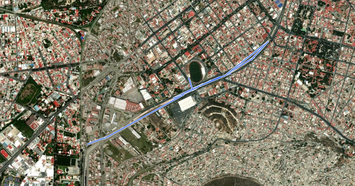 Маршрут Ruta 3 Río de las Avenidas на спутниковом снимке
