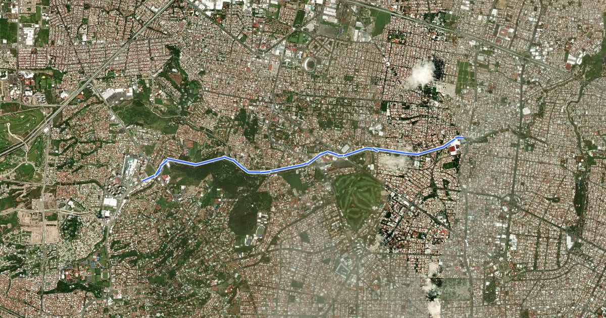 Маршрут Ruta 5 Vía RecreActiva Zapopan на спутниковом снимке