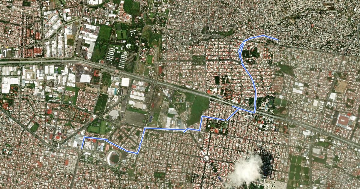 Маршрут Ruta 6 Vía RecreActiva Zapopan на спутниковом снимке