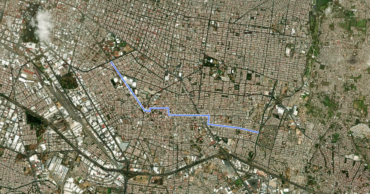 Маршрут Ruta 7 Vía RecreActiva Tlaquepaque на спутниковом снимке
