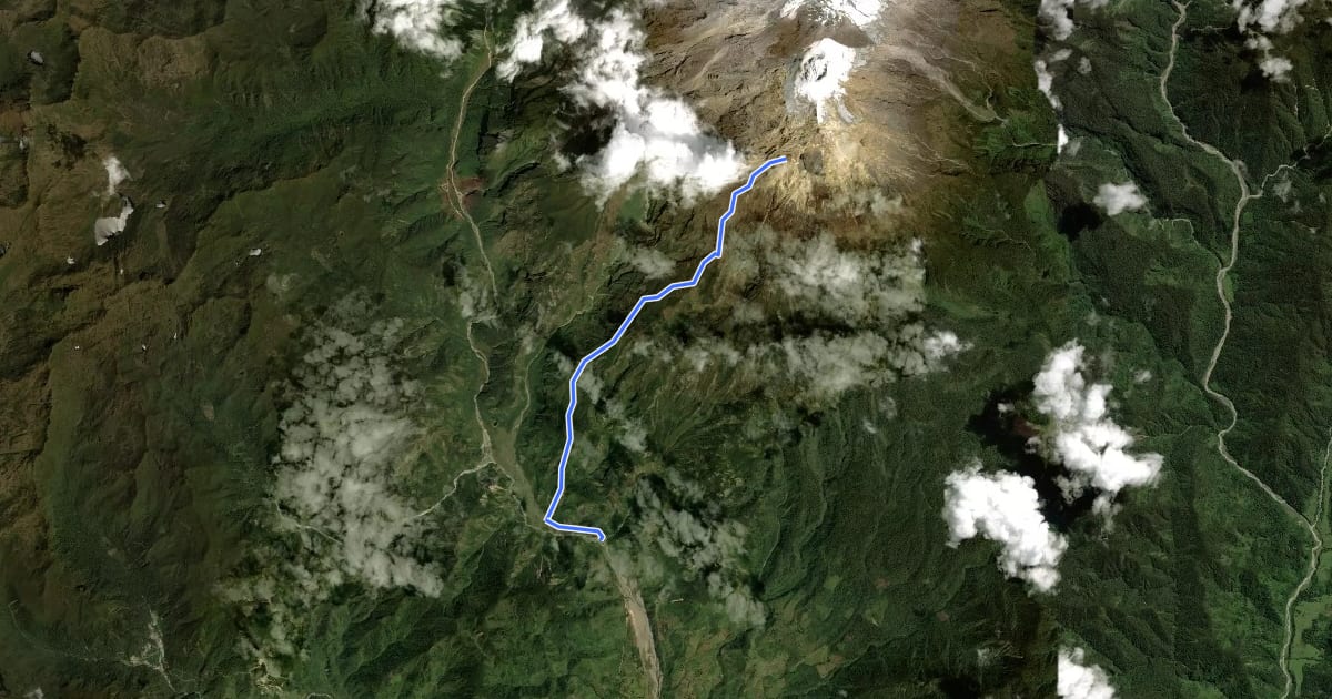 Маршрут Ruta al Campamento Marte (Pico Sur) на спутниковом снимке