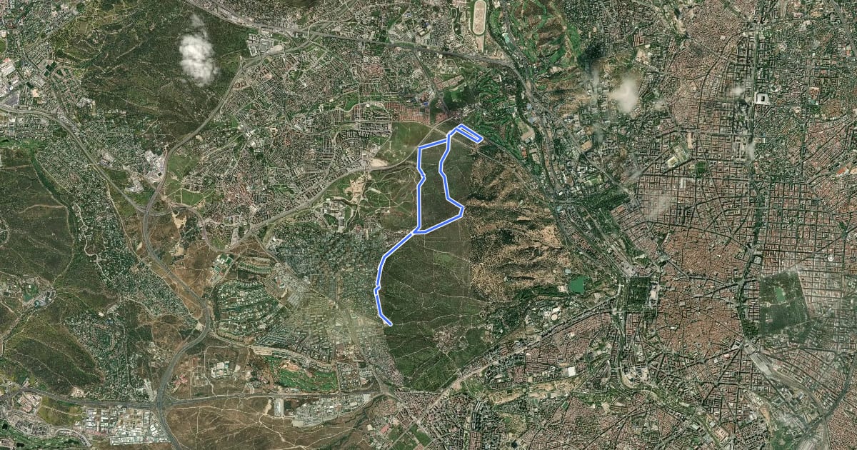 Маршрут Ruta Casa de Campo 02. Puerta de Rodajos - Puerta de Rodajos на спутниковом снимке